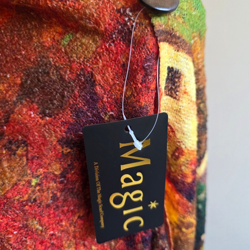 Magic Scarf Autumn Landscape Knit Button Poncho Wrap Shawl Art to Wear NWT - Picture 4 of 8